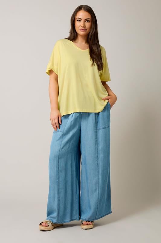 Evans EVANS Curve Yellow Short Sleeve Modal Rich T-Shirt