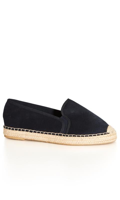 Evans Evan Black Slip On Espadrilles In Wide Fit