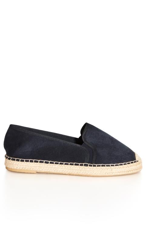 evans Evan Black Slip On Espadrilles In Wide Fit