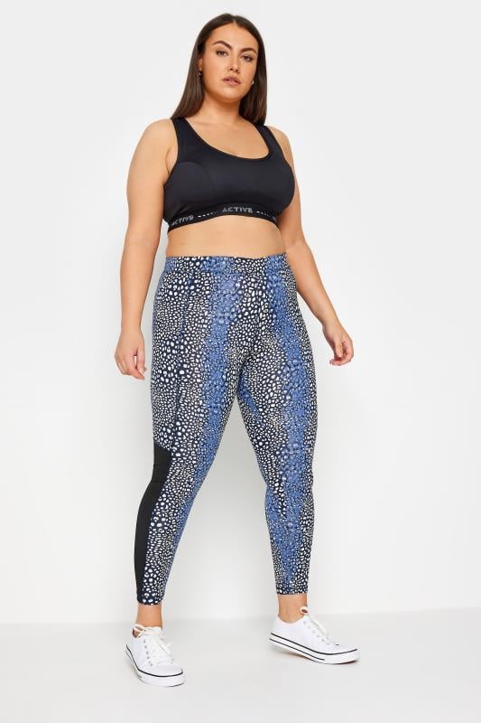 Evans Evans Black & Blue Animal Print Active Legging