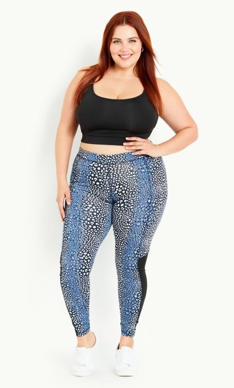 Evans Evans Black & Blue Animal Print Active Legging