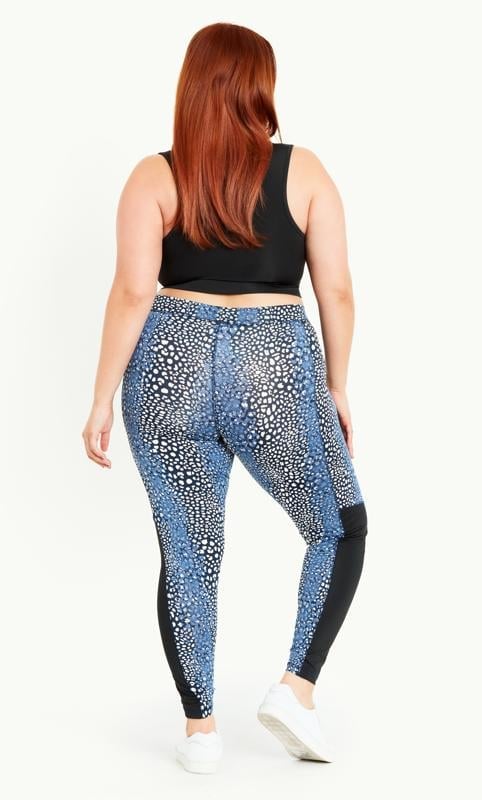 Evans Evans Black & Blue Animal Print Active Legging