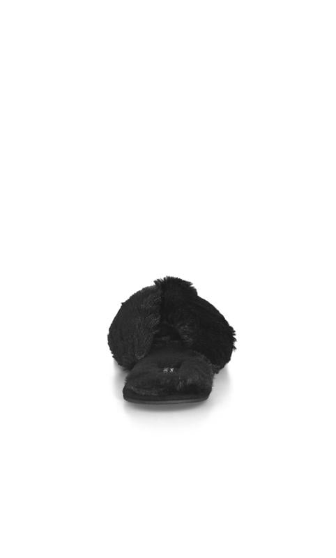 Evans Evans Black Faux Fur Flip Flop Slipper