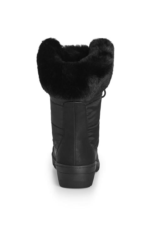 Evans Evans Black Faux Fur Trim Lace Up Snow Boots