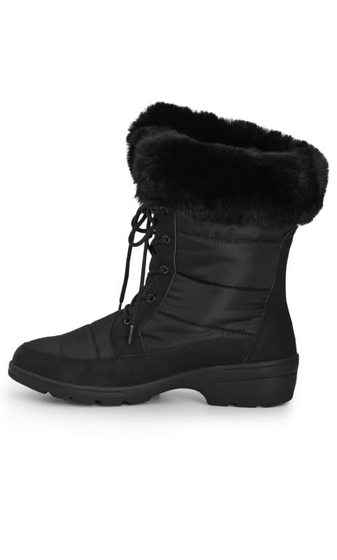 Evans Evans Black Faux Fur Trim Lace Up Snow Boots