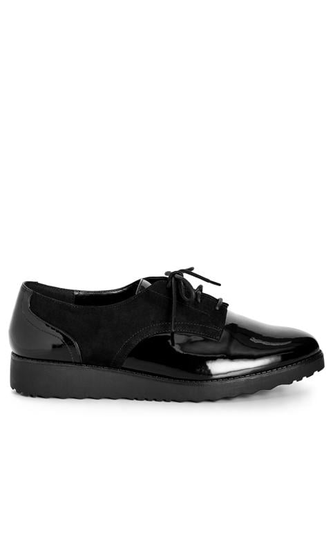 Evans Evans Black Faux Suede & Patent Lace Up Shoe