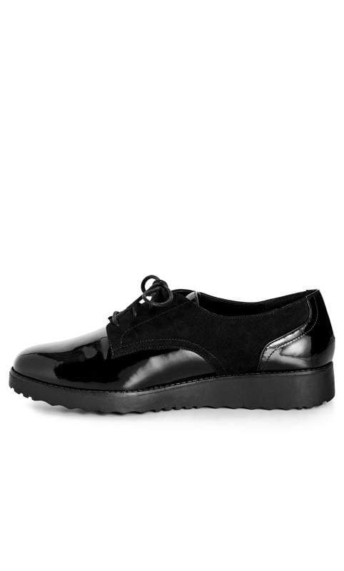 Evans Evans Black Faux Suede & Patent Lace Up Shoe