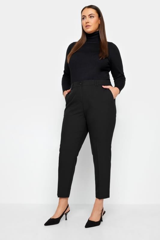 Evans Evans Black High Waisted Slim Fit Trousers