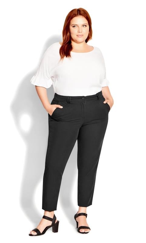 Evans Evans Black High Waisted Slim Fit Trousers