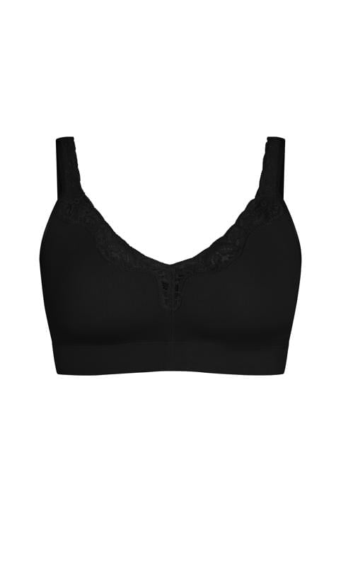 Evans Evans Black Lace Detail Non-Wired Bra