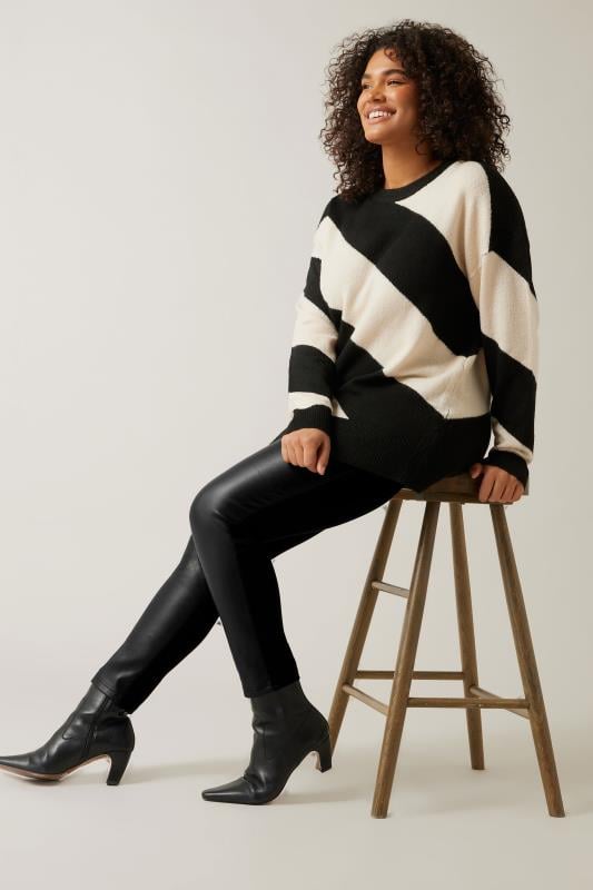 Evans Evans Black Leather Look Leggings