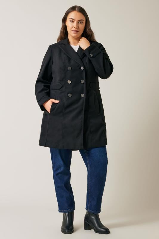 Evans Evans Black Military Coat