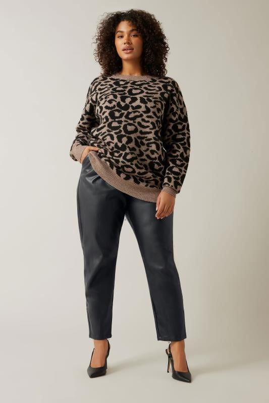 Evans Evans Black Vegan Leather Trousers