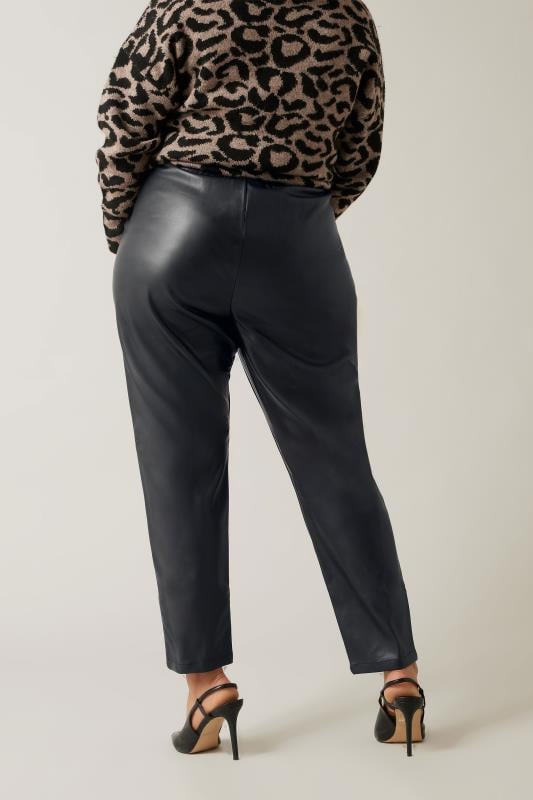 Evans Evans Black Vegan Leather Trousers