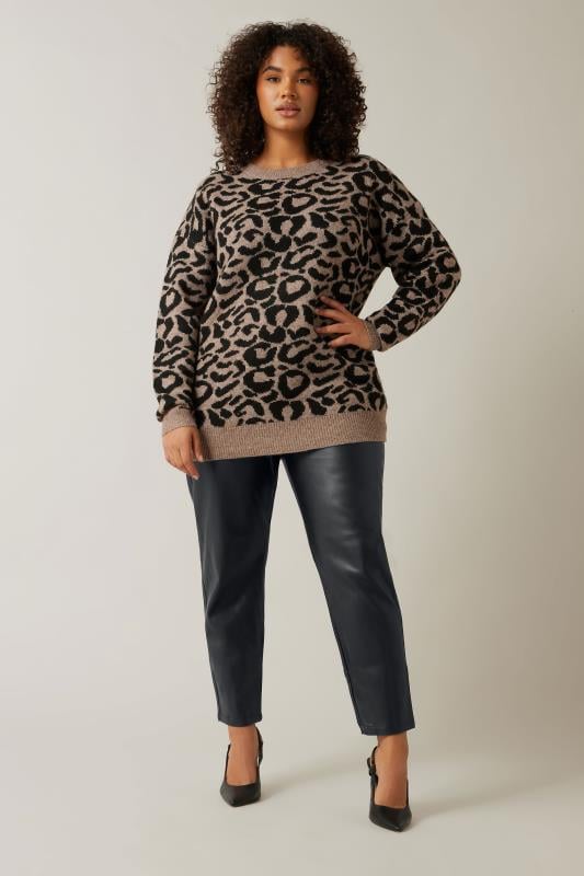 Evans Evans Black Vegan Leather Trousers