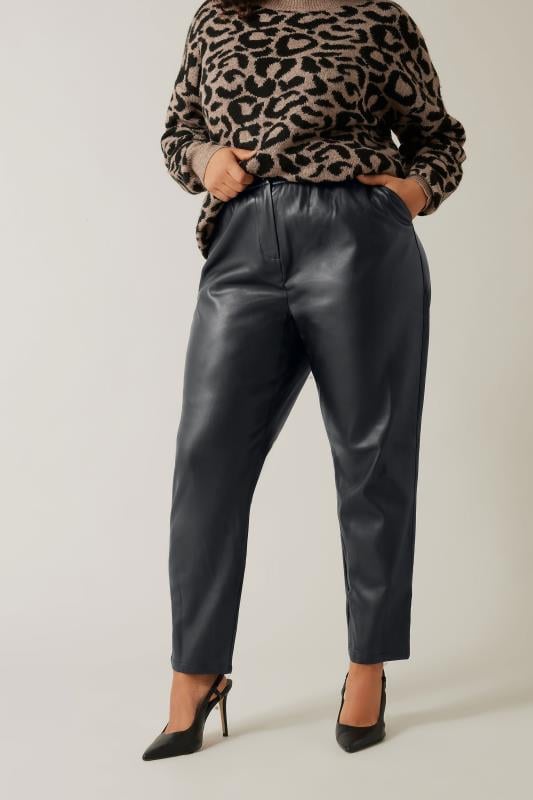 evans Evans Black Vegan Leather Trousers