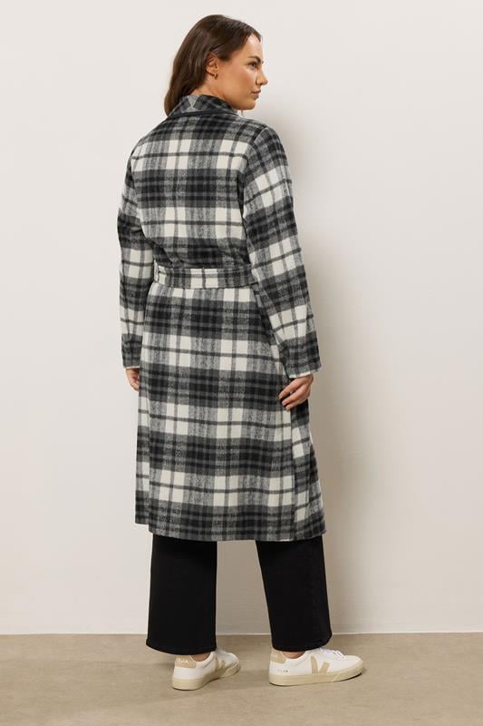 Evans EVANS Black & White Check Green Waterfall Coat