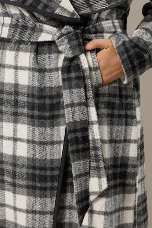 Evans EVANS Black & White Check Green Waterfall Coat