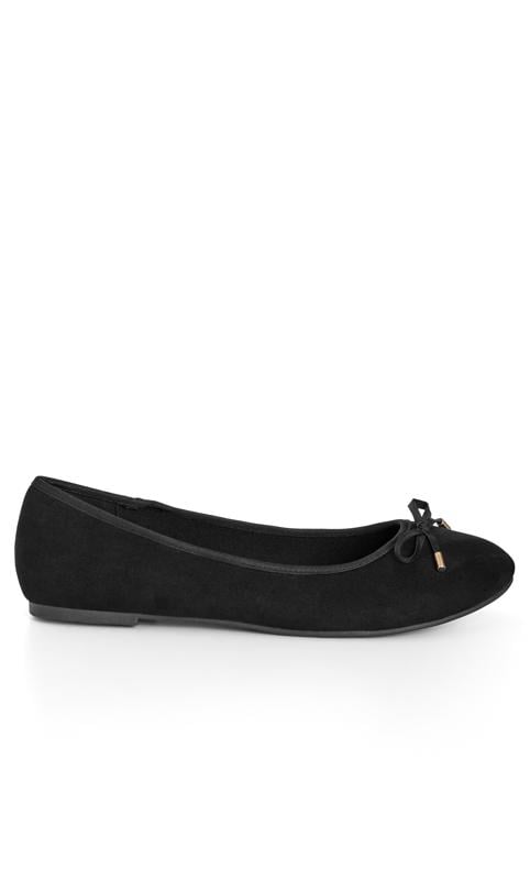 Evans Evans Black WIDE FIT Bow Ballet Flat