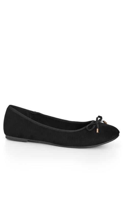 evans Evans Black WIDE FIT Bow Ballet Flat