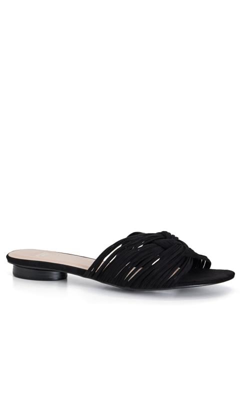 evans Evans Black WIDE FIT Flat Slide