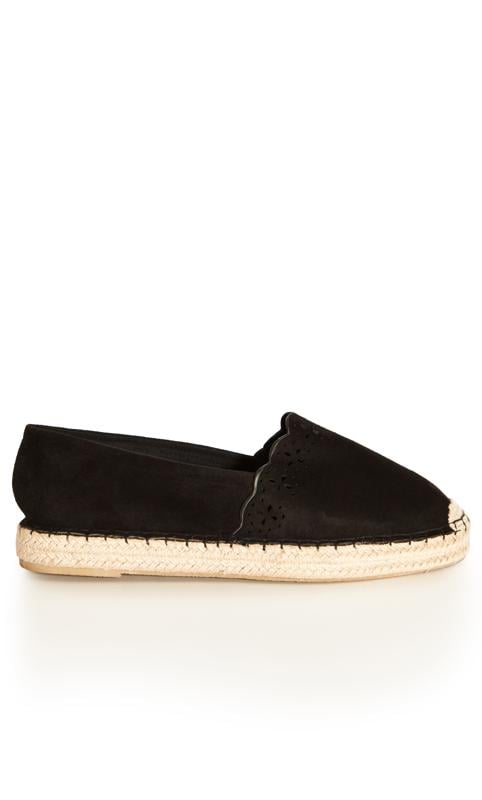 Evans Evans Black WIDE FIT Laser Cut Espadrille