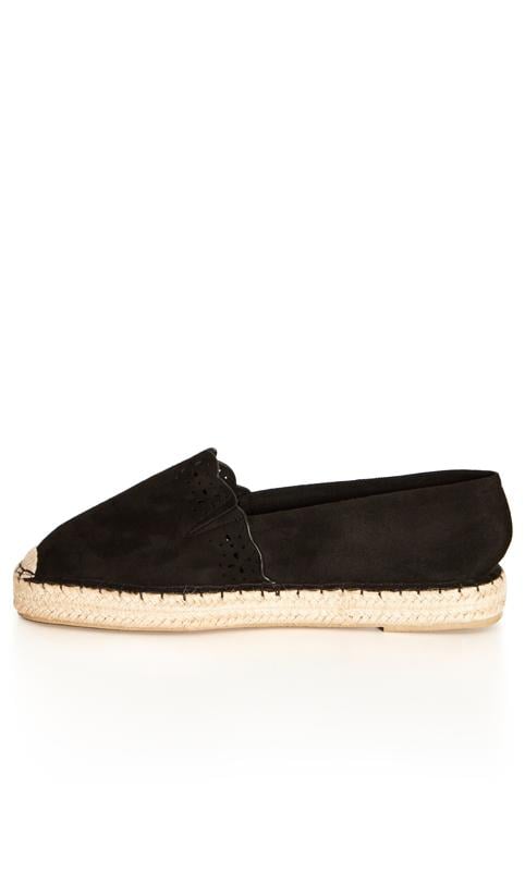 Evans Evans Black WIDE FIT Laser Cut Espadrille