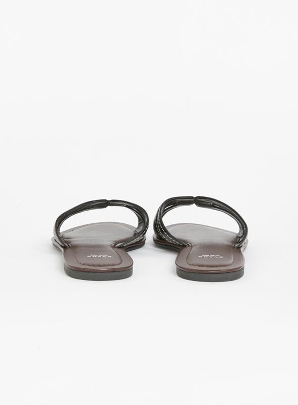 Evans Evans Black WIDE FIT Stitch Detail Slide