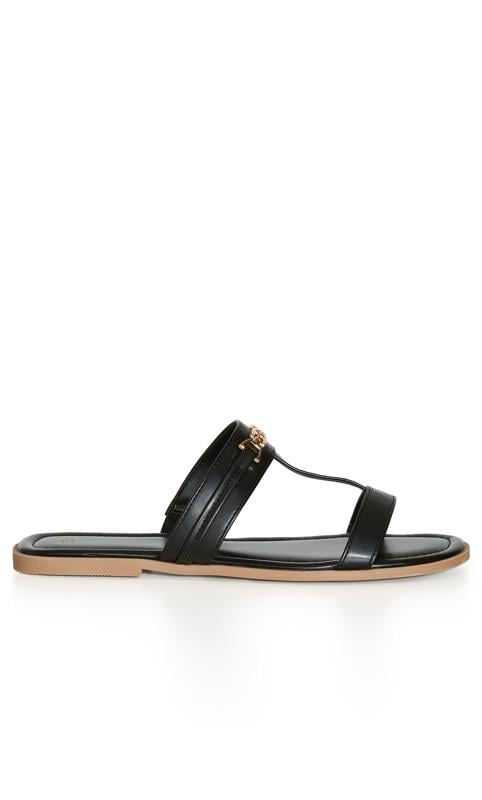Evans Evans Black WIDE FIT Strappy Chain Slide
