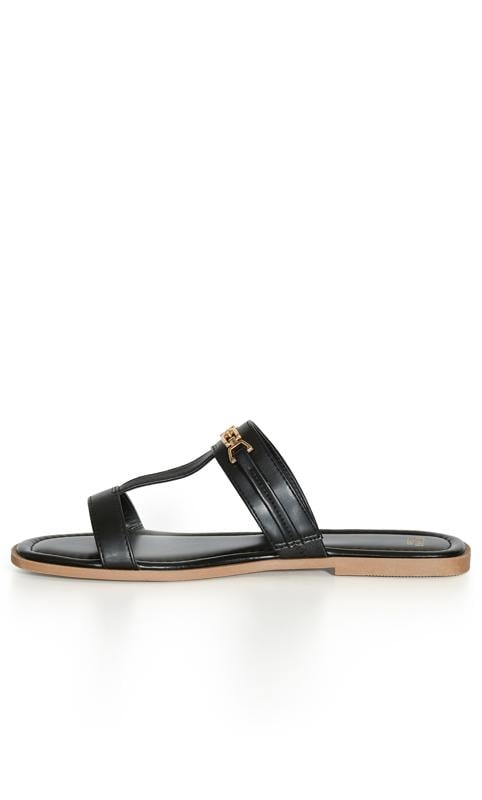 Evans Evans Black WIDE FIT Strappy Chain Slide