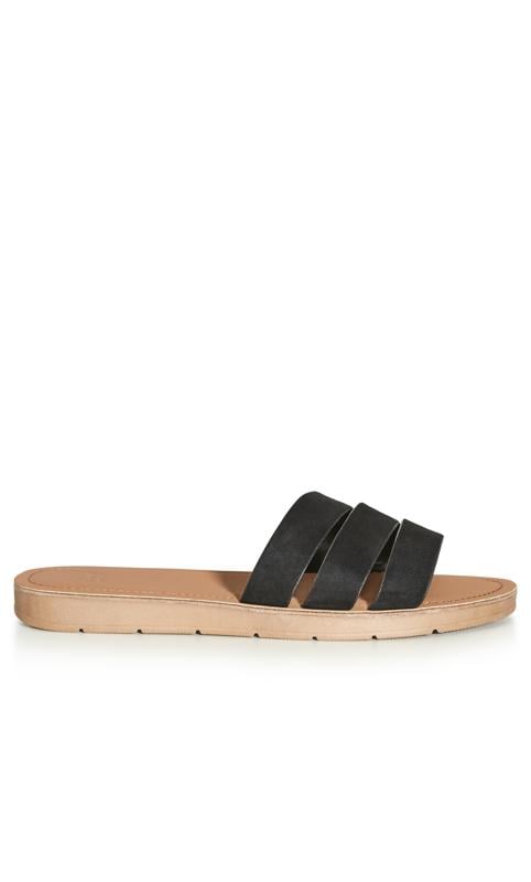Evans Evans Black WIDE FIT Strappy Slide