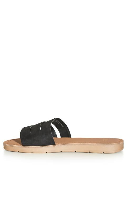 Evans Evans Black WIDE FIT Strappy Slide