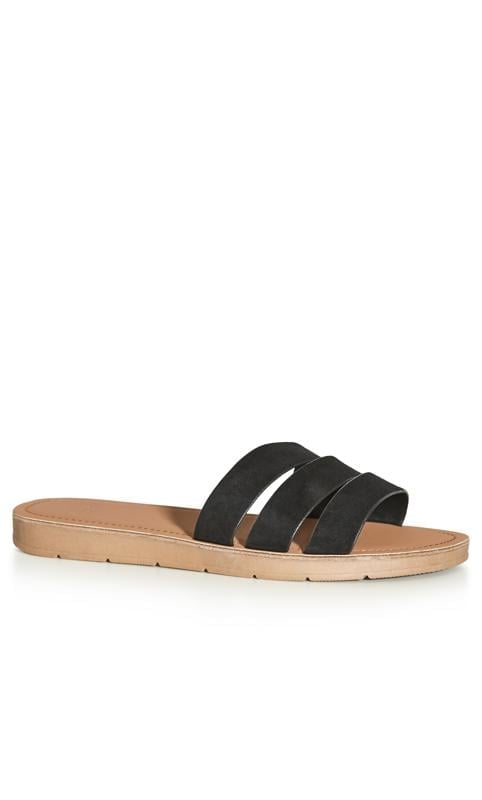 evans Evans Black WIDE FIT Strappy Slide