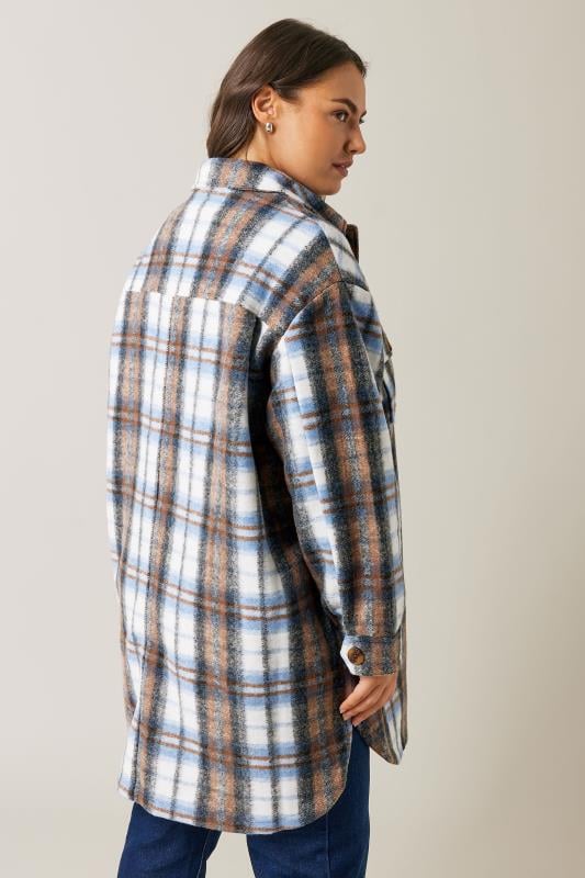 Evans Evans Blue & Brown Check Midi Shacket