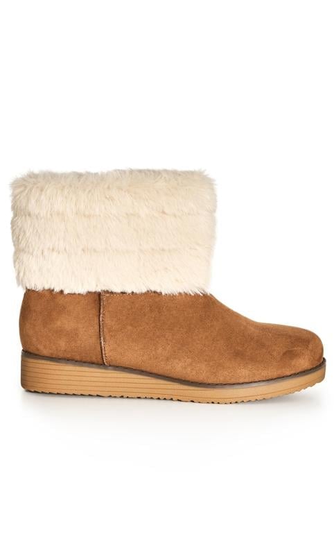 Evans Evans Brown Faux Fur Ankle Boots