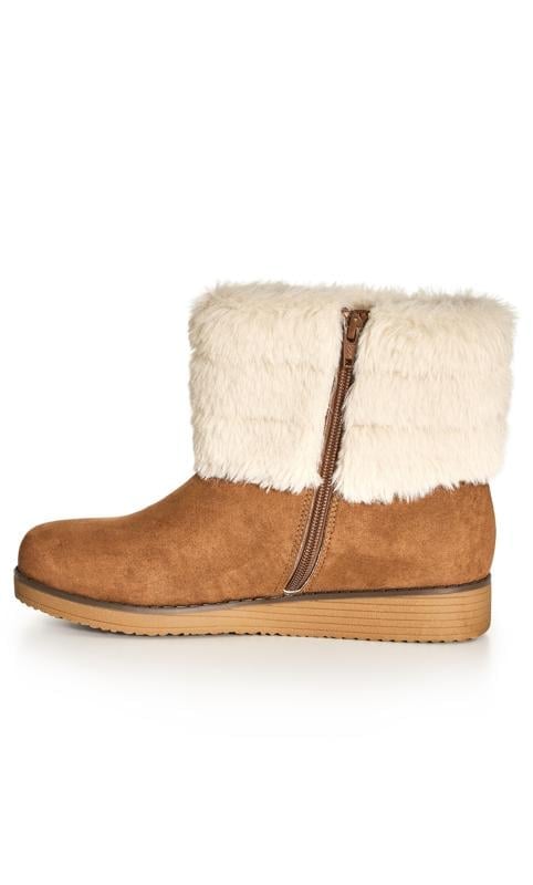 Evans Evans Brown Faux Fur Ankle Boots