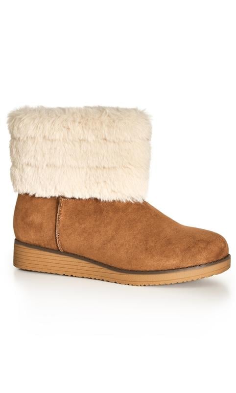 evans Evans Brown Faux Fur Ankle Boots