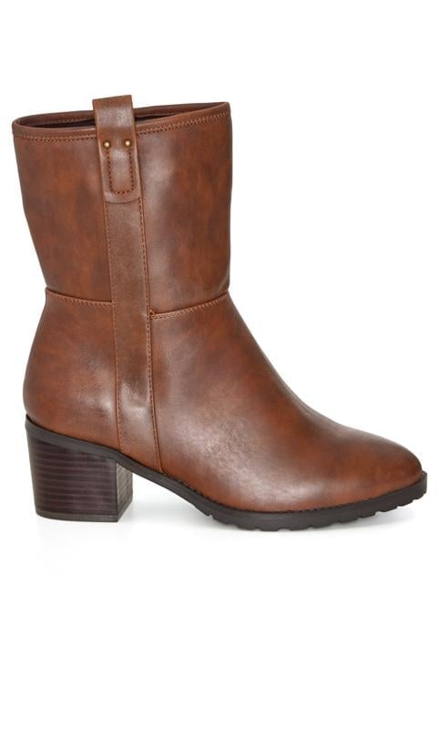 Evans Evans Brown Faux Leather Heeled Calf Boots