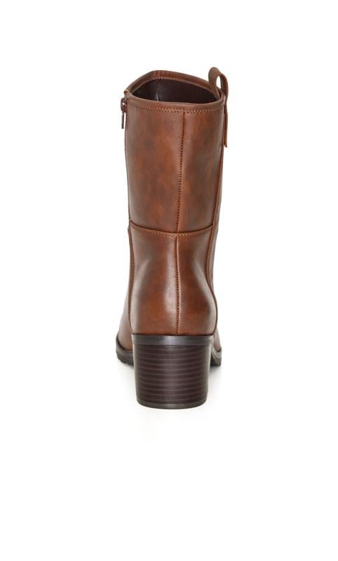 Evans Evans Brown Faux Leather Heeled Calf Boots