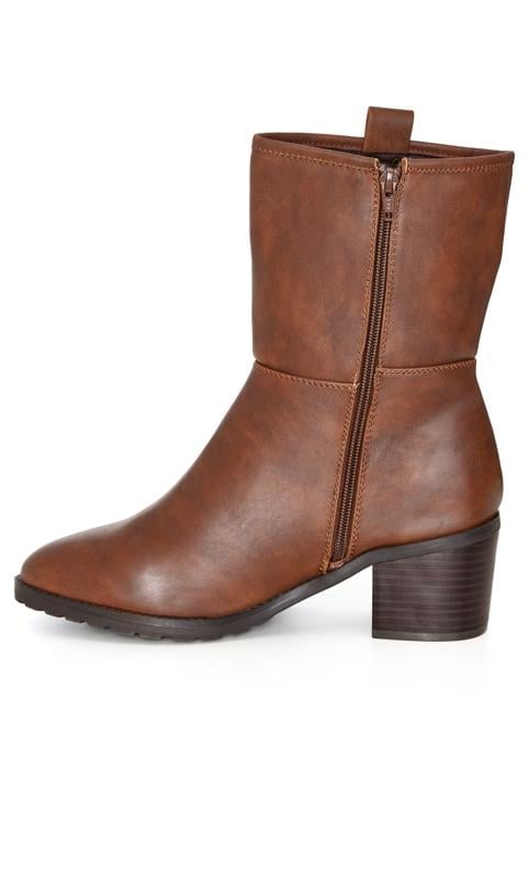 Evans Evans Brown Faux Leather Heeled Calf Boots
