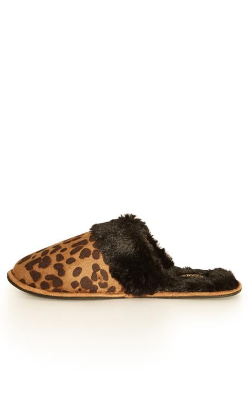 Evans Evans Brown Leopard Print Slipper