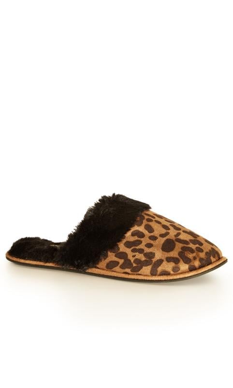 evans Evans Brown Leopard Print Slipper