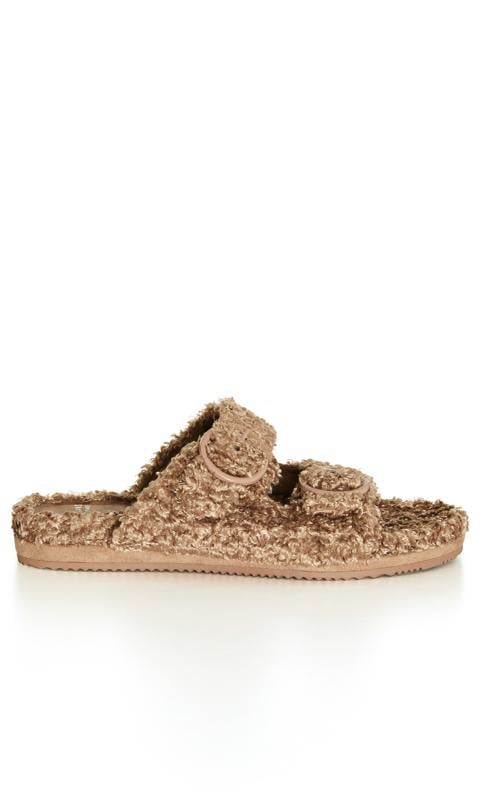 Evans Evans Brown Teddy Buckle Slider Slipper