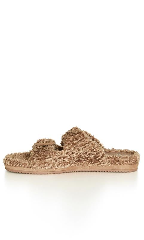 Evans Evans Brown Teddy Buckle Slider Slipper