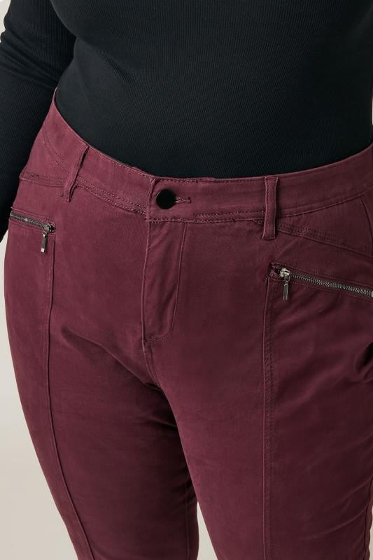 Evans Evans Burgundy Pintuck Skinny Jeans