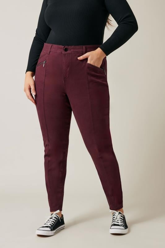evans Evans Burgundy Pintuck Skinny Jeans
