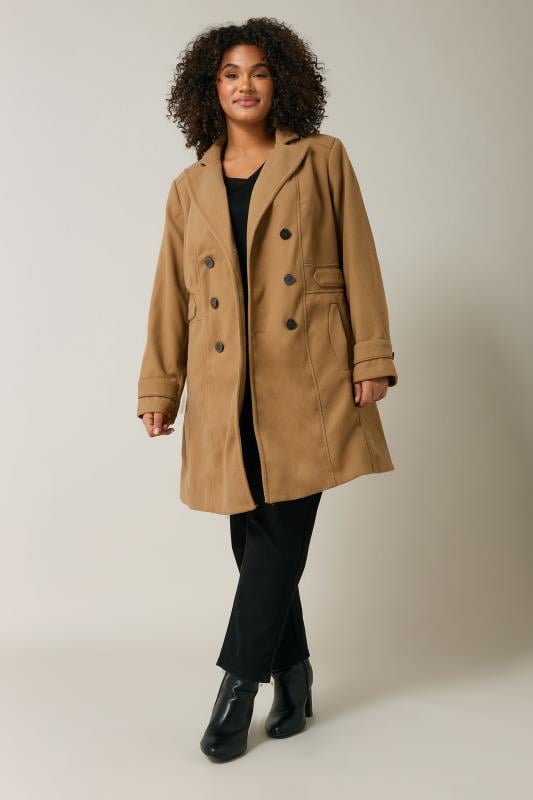 Evans Evans Camel Tailored Mid Length Coat