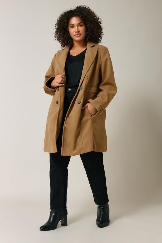 evans Evans Camel Tailored Mid Length Coat