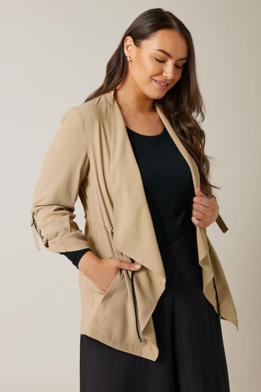 evans EVANS Curve Beige Brown Waterfall Jacket