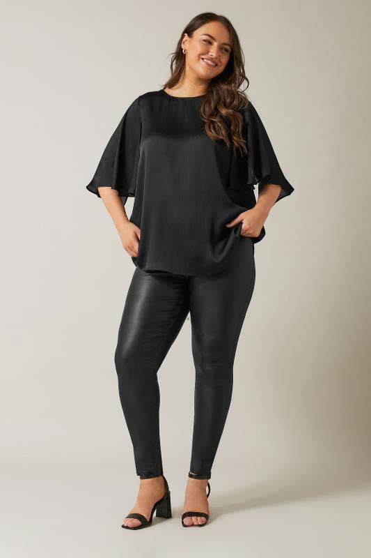 Evans EVANS Curve Black Angel Sleeve Blouse